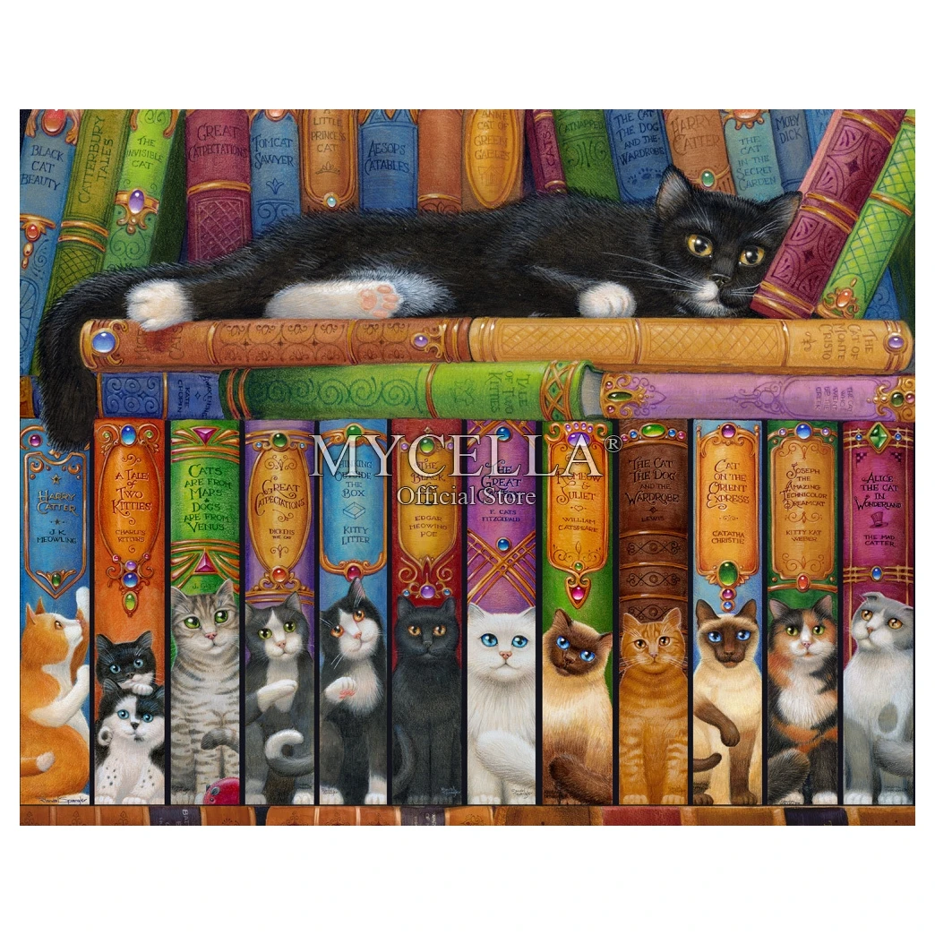 Мультяшная полноразмерная 5D картина из страз сделай сам книжная полка вышивка