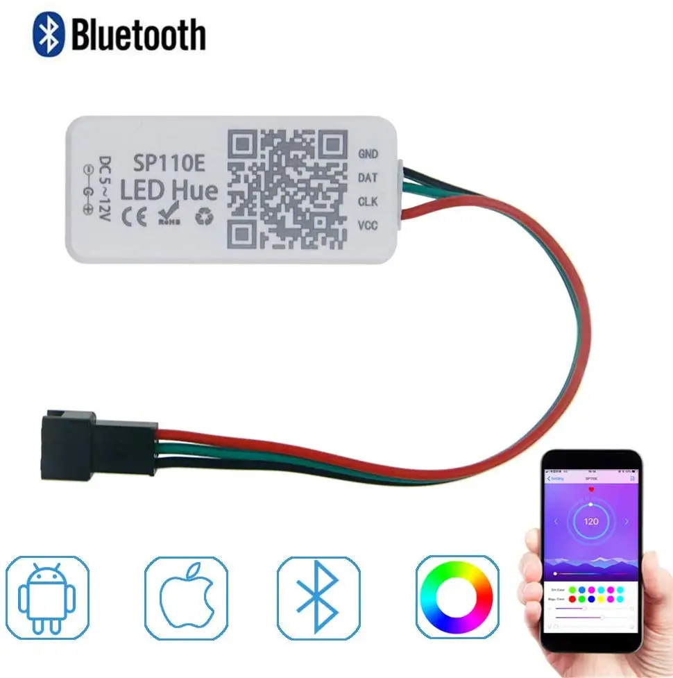SP108E/107E/105E/110E SPI Wi-Fi Bluetooth пиксель IC музыкальный контроллер на смартфон приложение для WS2812B WS2813 SK6812 полосы DC5-12V