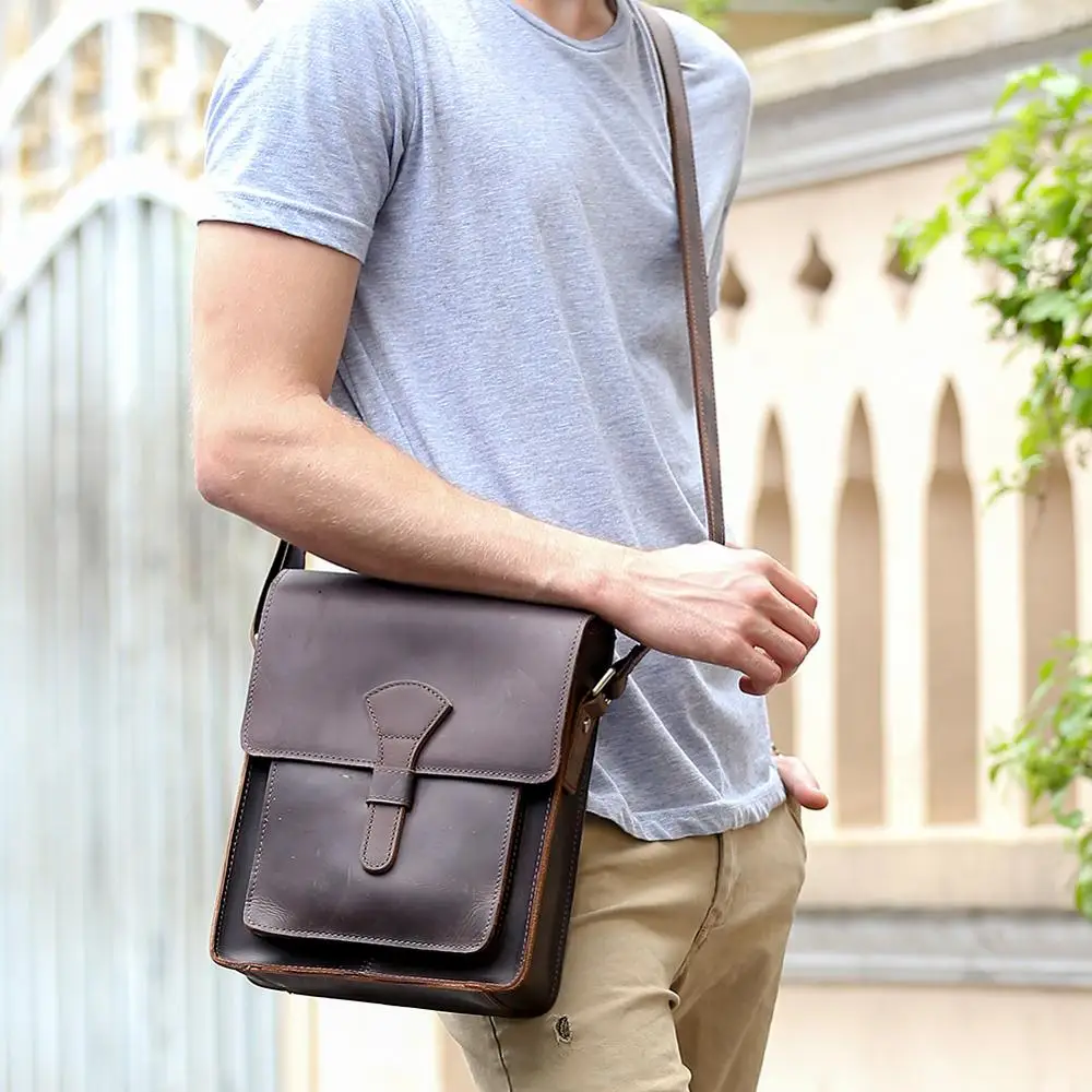 Роскошная Высококачественная Мужская кожаная сумка мессенджер через плечо