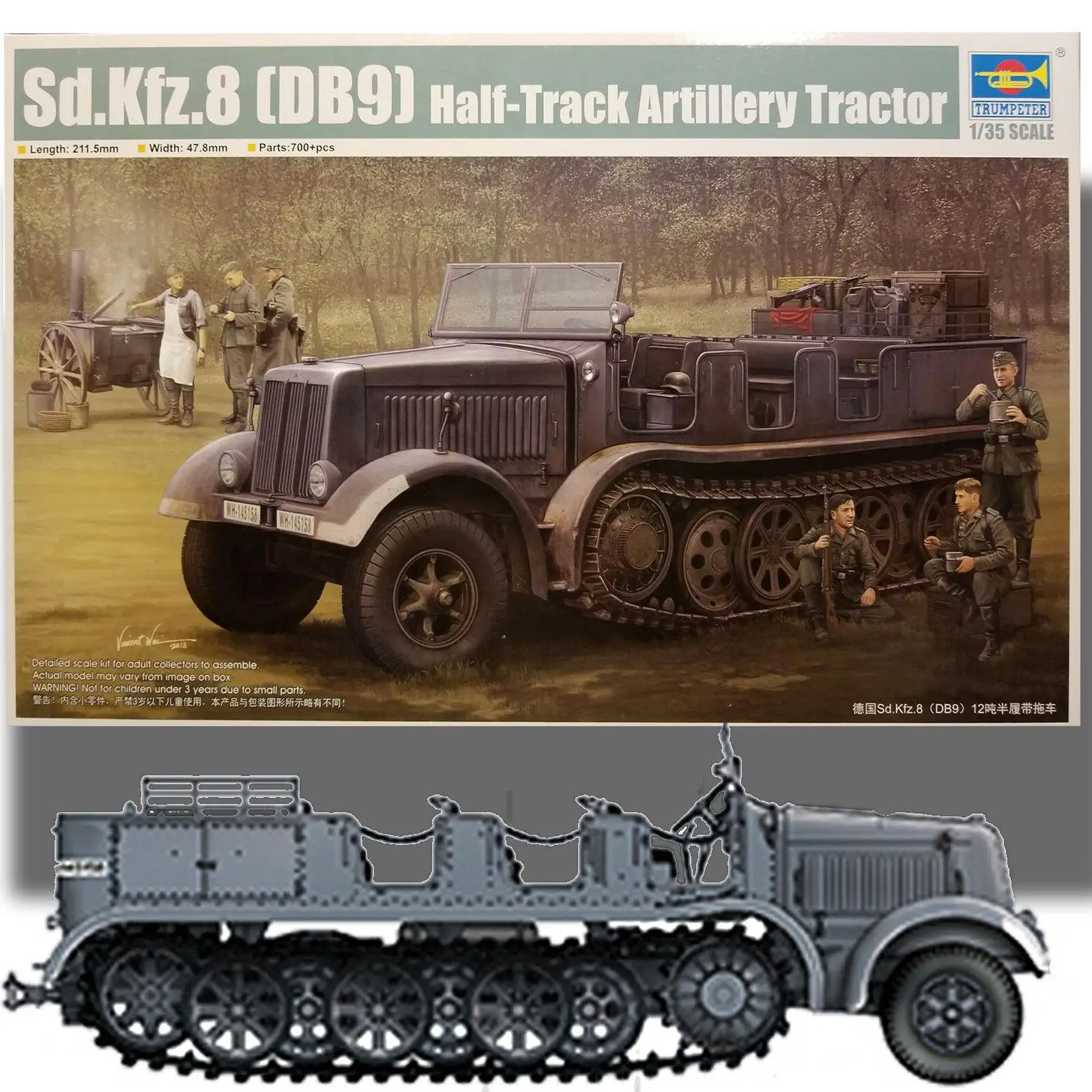 Trumpeter Model Kit 09538 1/35 Sd.Kfz.8 (DB9) Half-Track Artillery Tractor Plastic |