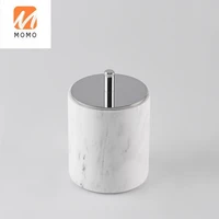 natural marble stone cotton swab container storage jar for bathroom accessory
