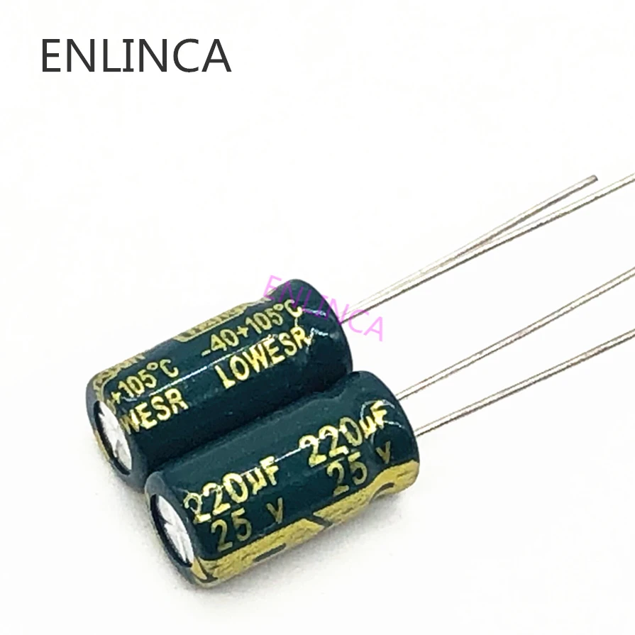

400pcs/lot p25 25V 220UF Low ESR/Impedance high frequency aluminum electrolytic capacitor size 6*12 220UF25V 20%