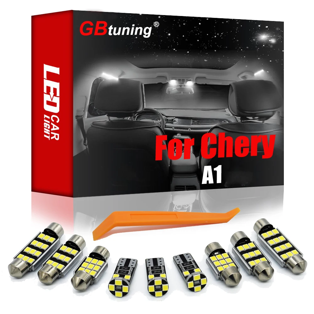 

GBtuning Canbus Error Free LED 8PCS For Chery A1 2006 2007+ Vehicle Interior Dome Map Bulb Trunk Indoor Accessories Light Kit
