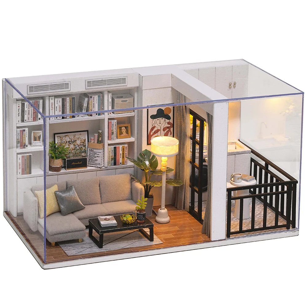 

Mini Landscape DIY Doll House Wooden Doll Houses Miniature Dollhouse Furniture Kit with LED Toys for Children Christmas Gift