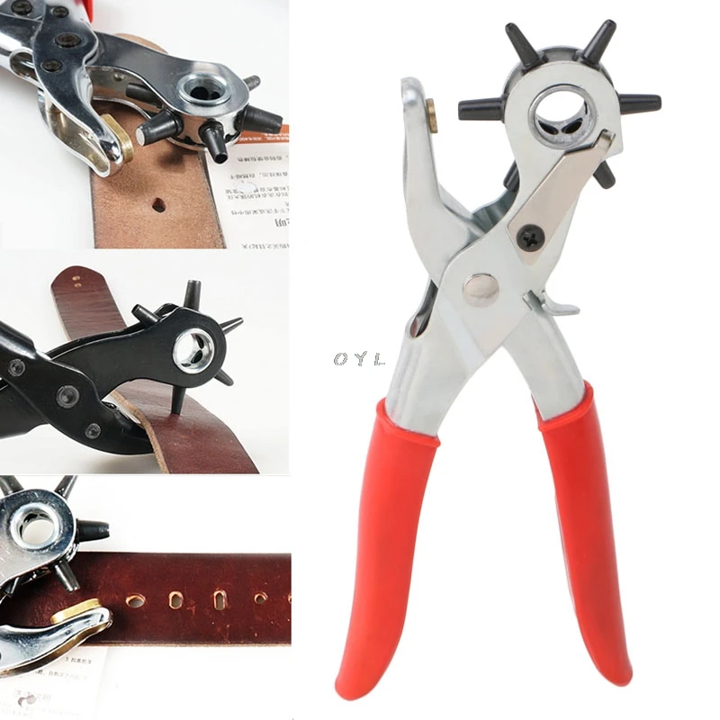 

Heavy Duty Revolving 6 Hole Leather Belt Paper Eyelet Cut Plier Punch Craft Tool