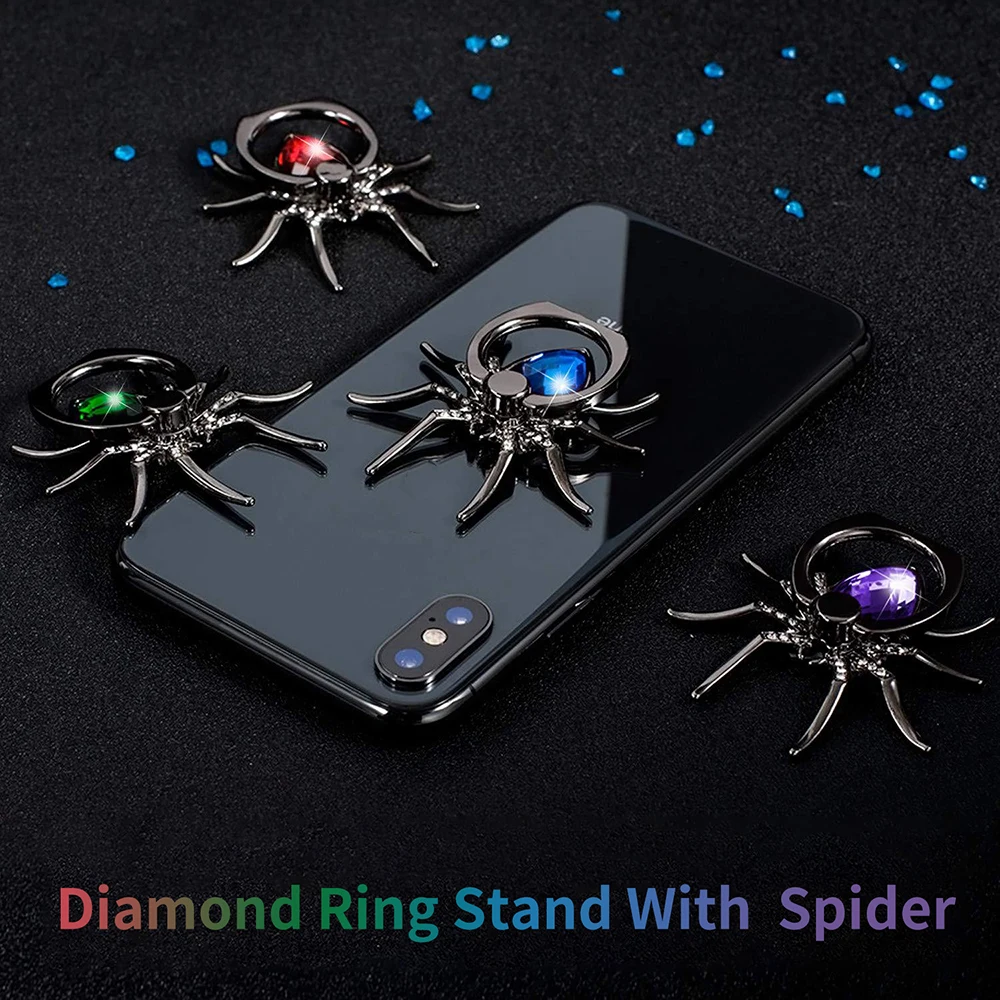 

Universal 360 Rotate Mobile Phone Finger Ring Stand Luxury Biling Diamond Metal Spider Holder For iPhone Sumsang Huawei Xiaomi