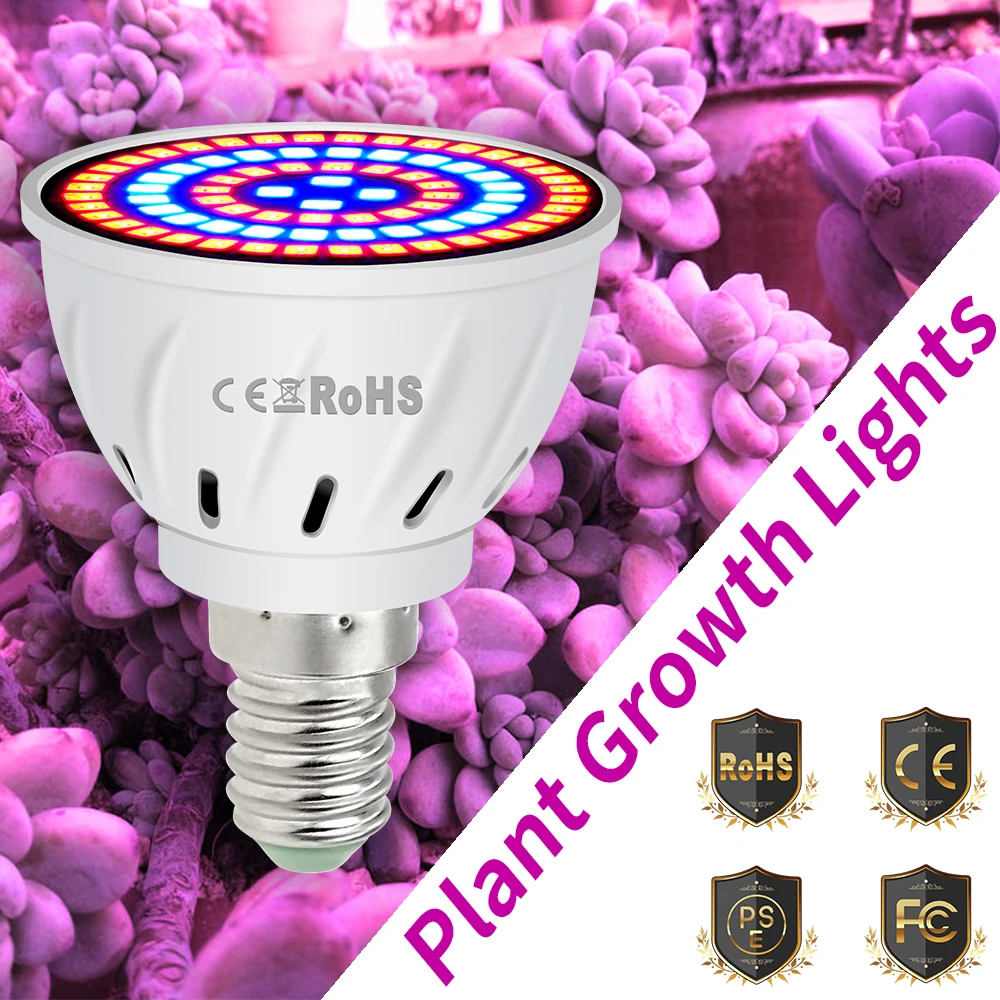 

E27 LED Plant Grow Light E14 Full Spectrum Phyto Lamp GU10 Grow Bulb MR16 Hydroponic Planting Light B22 Seeds Growth Light 220V