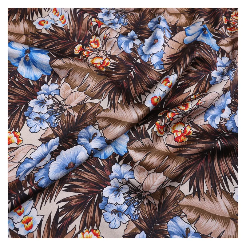

Mulberry Silk Stretch Satin Fabric Summer Digital Printing Soft Cheongsam Dress Skirts Sewing Material by the Meter Home Textile