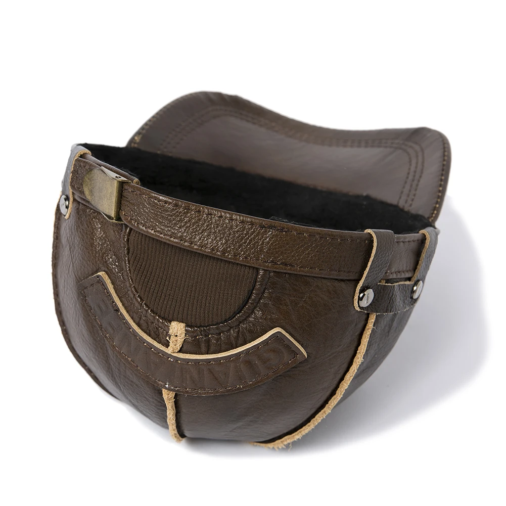 Бейсболка B52 мужская из натуральной кожи однотонная регулируемая бейсболка с