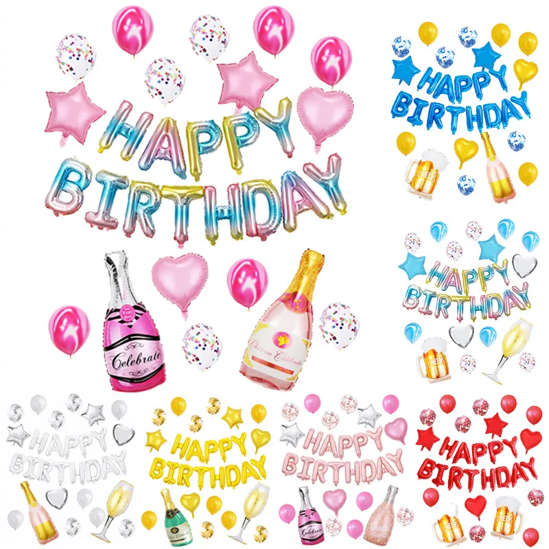 

Champagne Bottle Aluminum Film Balloon Birthday Party Decoration Wine Bottle Heart Star Aluminum Balloons Birthday Party Decor