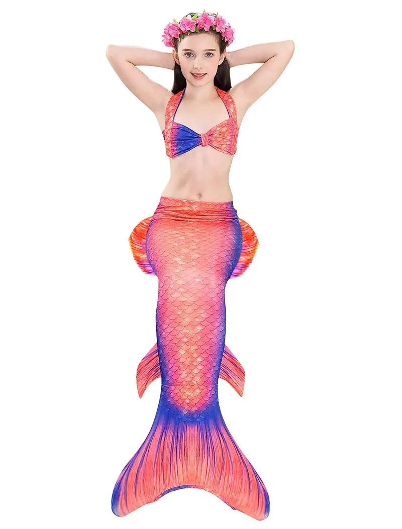 Купальный костюм для девочек с хвостом Русалочки и моноластами комплект