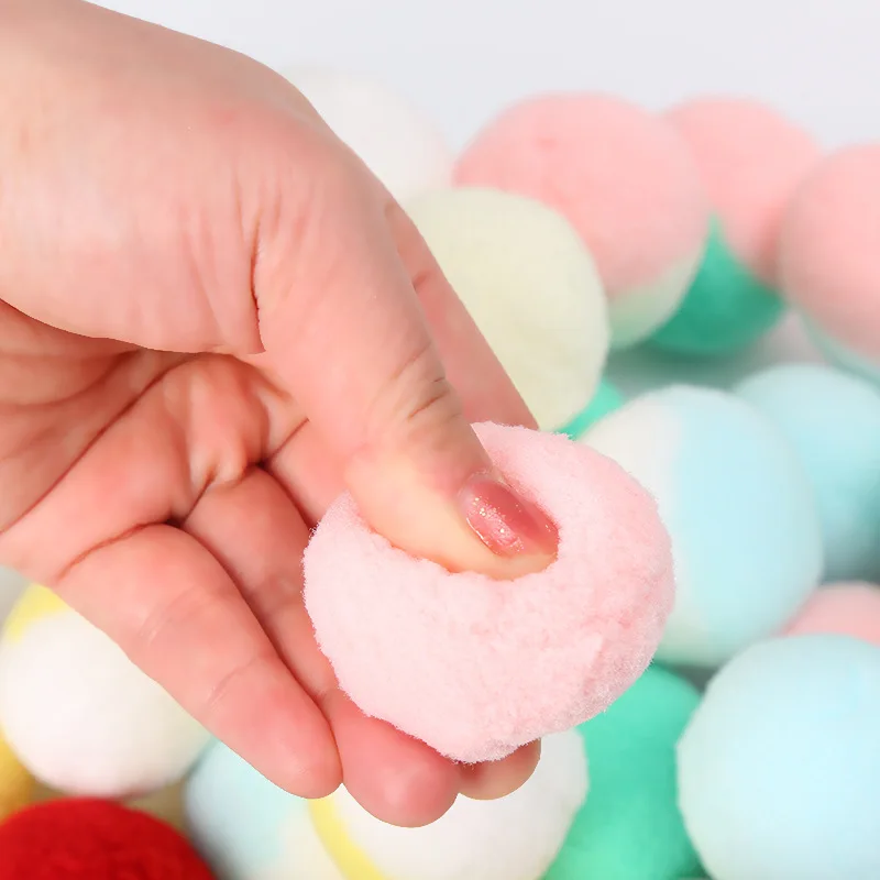 Pet Supplies Cashmere Pompom Kitty Weight Loss Self-excited Toys Funny Cat Ball Christmas Color Solid Double Fight 4.5cm | Дом и сад