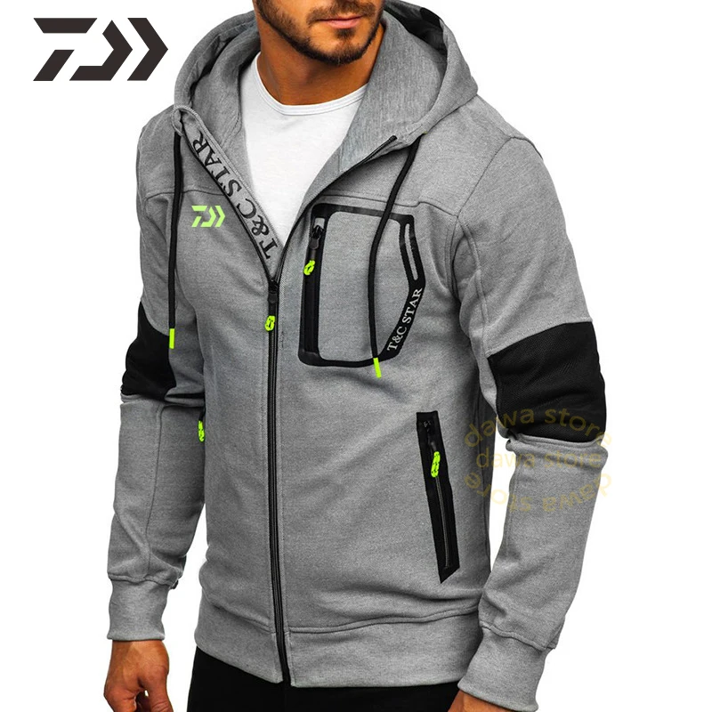 Мужская рыболовная куртка Daiwa осенняя дышащая Лоскутная одежда с капюшоном и