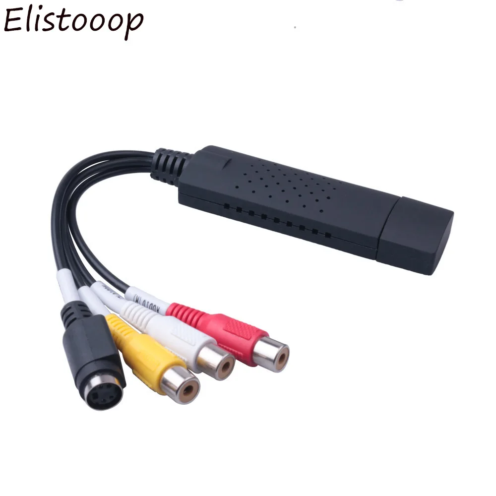 Elistooop 2018 USB 2 0 видеозахват адаптер для ПК ТВ аудио DVD DVR VHS Windows XP Vista Win 7 | Электроника