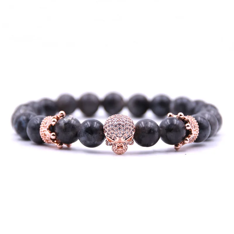 Мужской браслет с инкрустацией из циркона Золотая Корона череп дьявол мужские