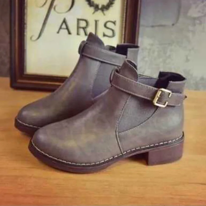 Bishen/осенне зимние ботинки женские ботильоны из искусственной кожи женская обувь