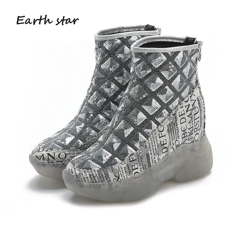 

Ботинки женские зимние со шнуровкой, с блестками