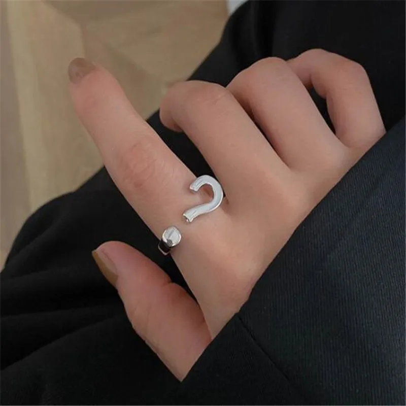 

New Creative Design Question Mark Silver Color Ring for Women Fashion Party Female Finger Ring Accessories Ladies Jewelry Gifts