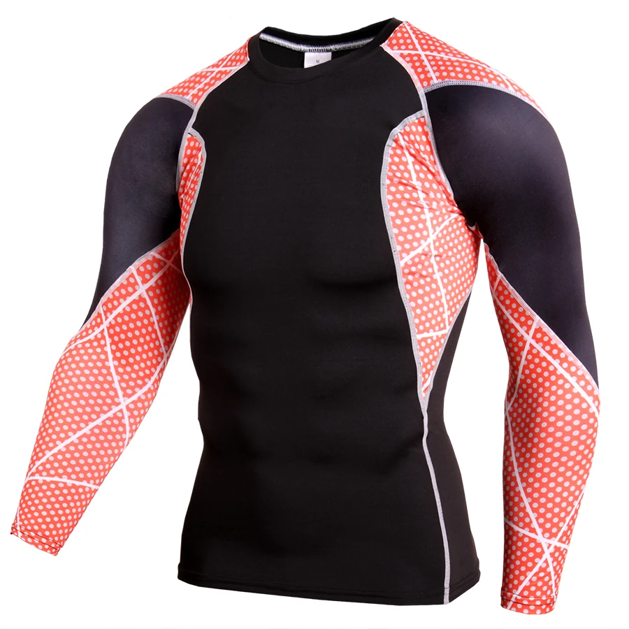 

2021Men's Dry Fit Compression Shirt Rashgard Fitness Long Sleeve Running Shirt Men's Fitness T-shirt Football Jersey Sportswear