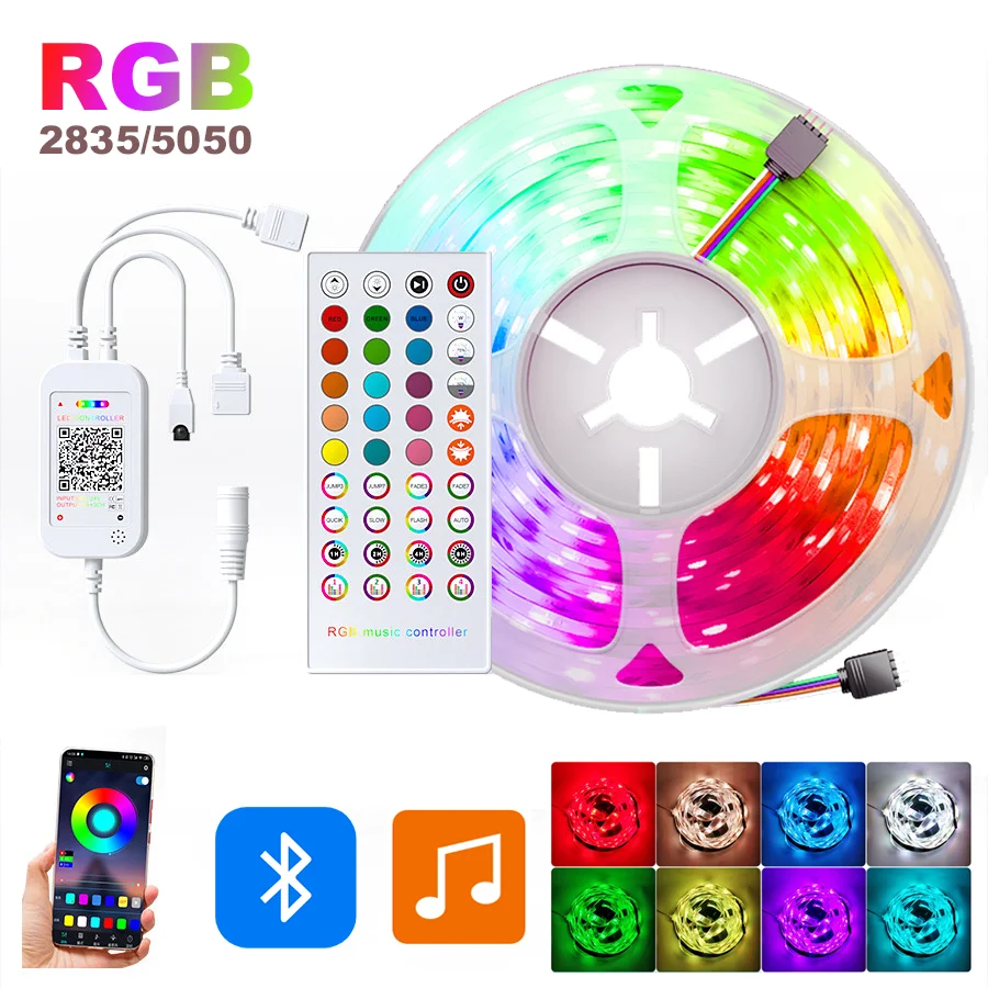 

Bluetooth Led Strip DC12V Led Lights 5050 2835 RGB Diode Ribbon Tape Phone APP Control Backlight Power Adapter Set For Room