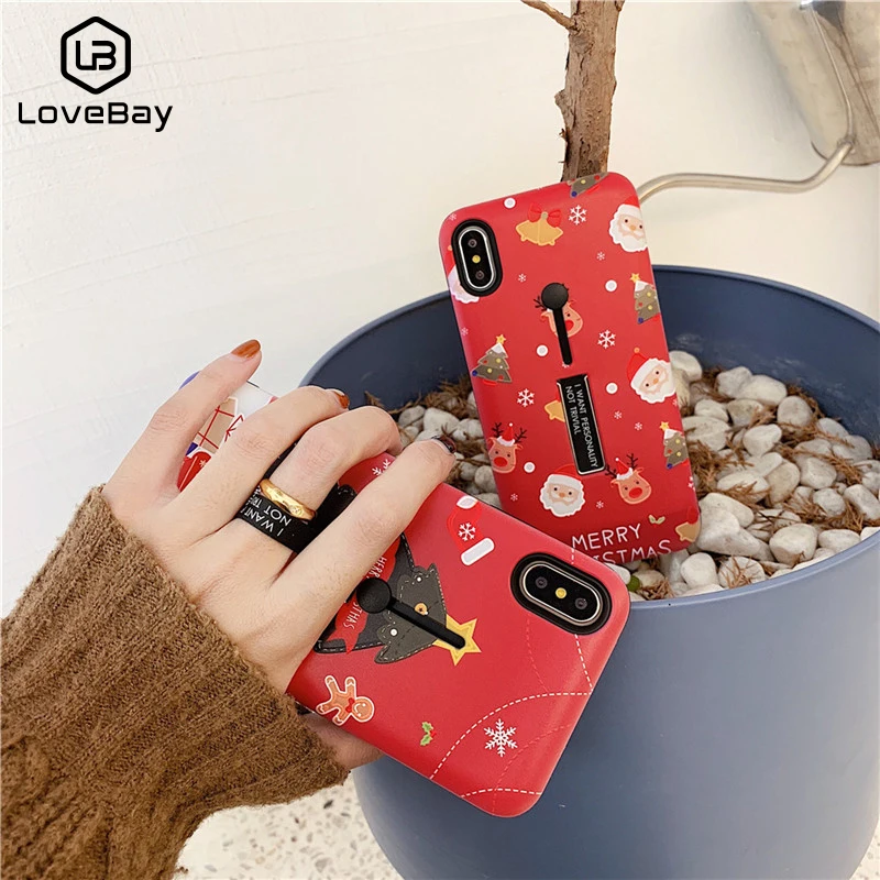 Lovebay веселая Рождественская елка Санта Клаус чехол для iPhone X XR XS Max 6 6S 7 8 Plus кольцо