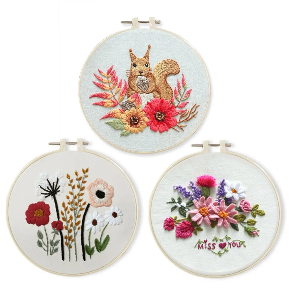 

Embroidery Cross Stitch Kit Set For Beginners Handmade Embroidery DIY Flowers Plants Pattern Embroidery DIY Sewing Craft Kit