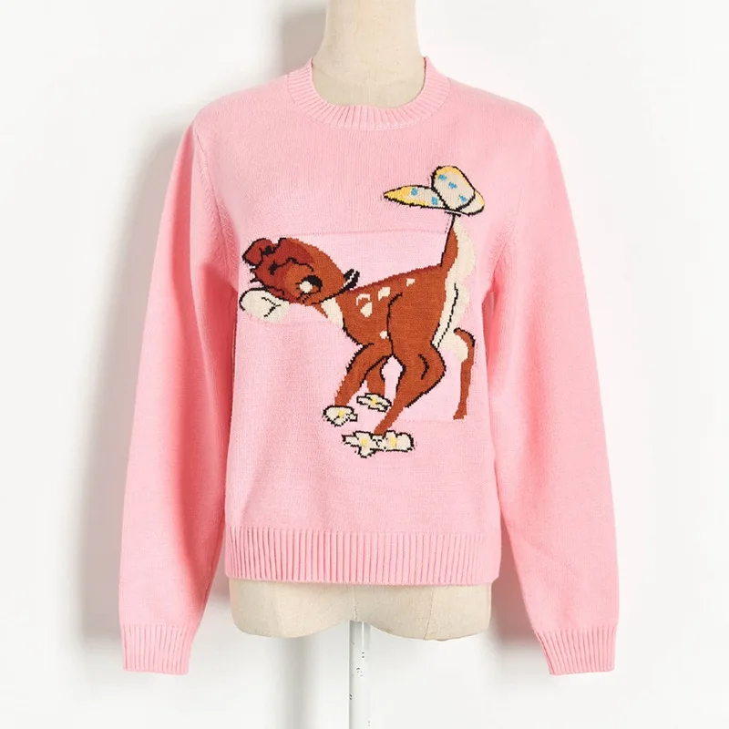 Милый вязаный свитер для женщин 2020 Новый контрастный Жаккардовый трикотажный