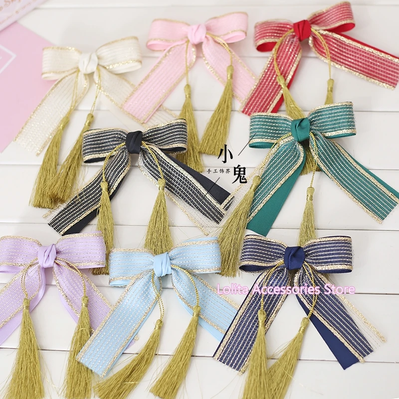 

Заколка для волос в стиле ретро/Корт, японская фея, Милая Кружевная заколка с бантом, JSK, аксессуары для волос с кисточками, мягкая заколка дл...