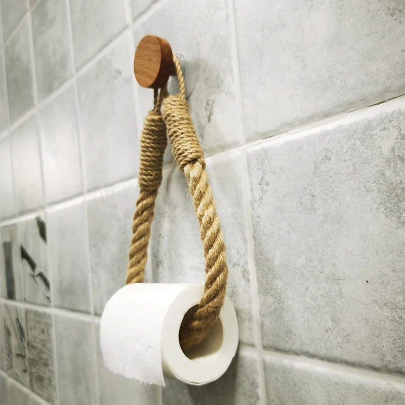 

Nail-free Sticker Towel Rack Bathroom Wooden Hook Paper Towel Rack Toilet Accessories Set Paper Towel Stand