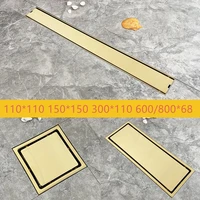 gold floor drain high quality golden stainless steel shower drainer bathroom drainage 110110 150150 300110 60068 80068mm
