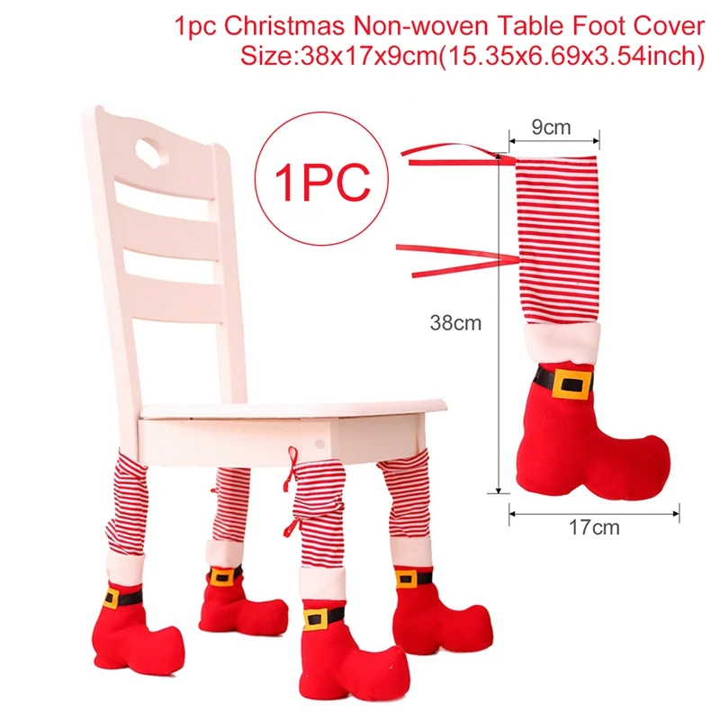 1pc Red Foot Cover QIFU Рождественские украшения для дома Navidad чехлы на стулья Санта Клаус Noel подарок на год - Цвет: 1pc Red Foot Cover