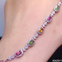 kjjeaxcmy fine jewelry natural tourmaline 925 sterling silver classic new girl gemstone hand bracelet support test