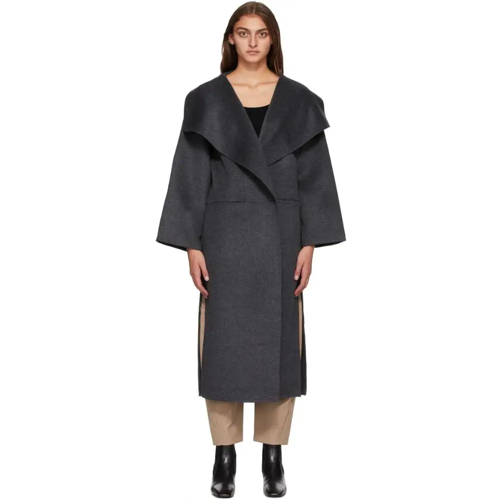 

Totem* Wool Long Coat ANNECY Series Wool Coat Silhouette Side Slit Lapel Long Coat For Women Big Size New Arrival Spring 2020