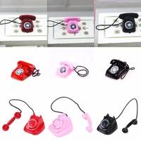 112 dollhouse miniature metal phone telephone black classic toys pretend play doll house furniture toys decoration gift kid