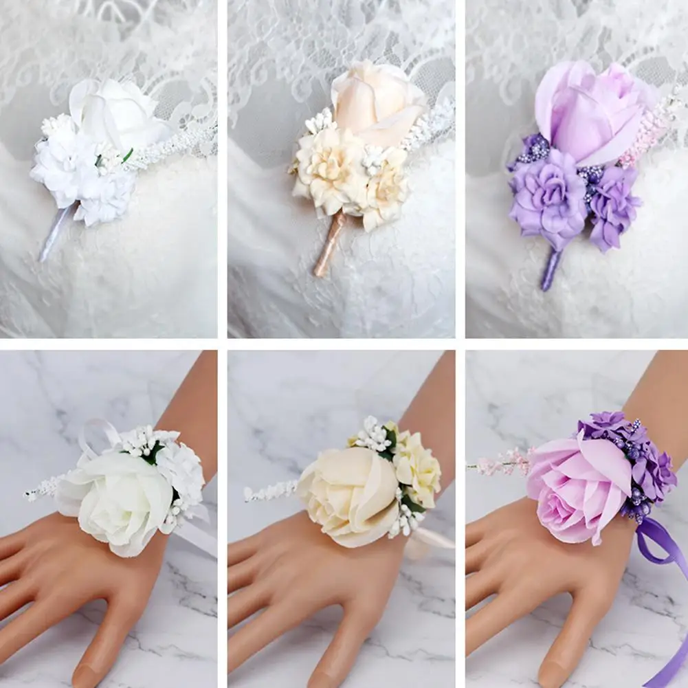 Искусственный цветок для запястья/корсаж Свадебная вечеринка вечерние Декор