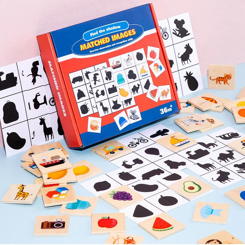 

Kids Wooden Toy Learning Animal Fruit Find Shadow Matching Jigsaw Puzzle Game Baby Montessori Educational Toys for Children