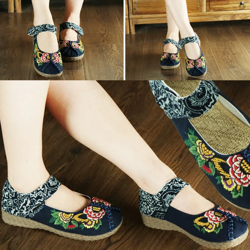 Туфли на плоской подошве с вышивкой в китайском национальном стиле|flats shoes|fashion