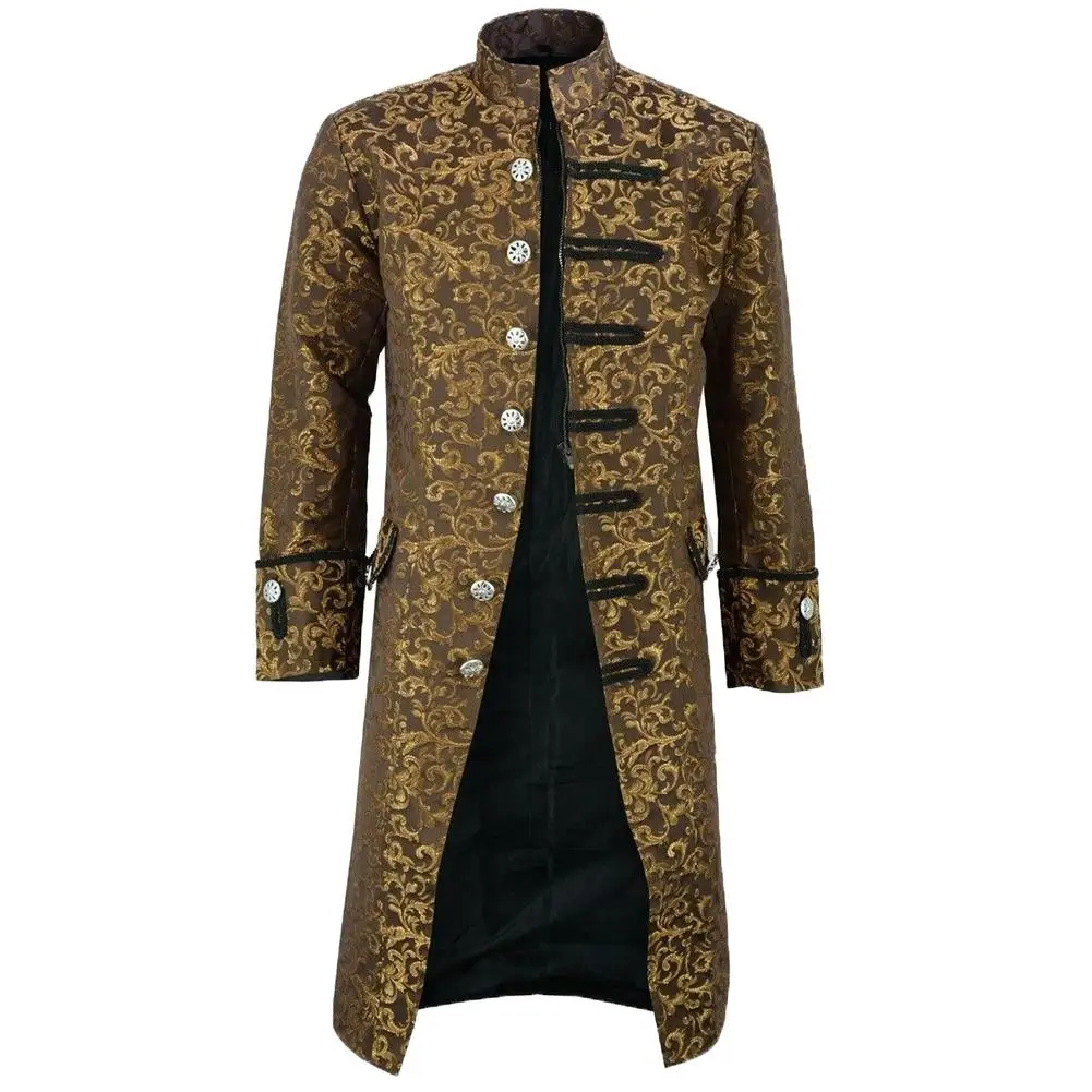 

New Men's Vintage Tailcoat Jacket Gothic Steampunk Long Sleeve Jacket Victorian Dress Jacket Halloween Casual Button Clothing