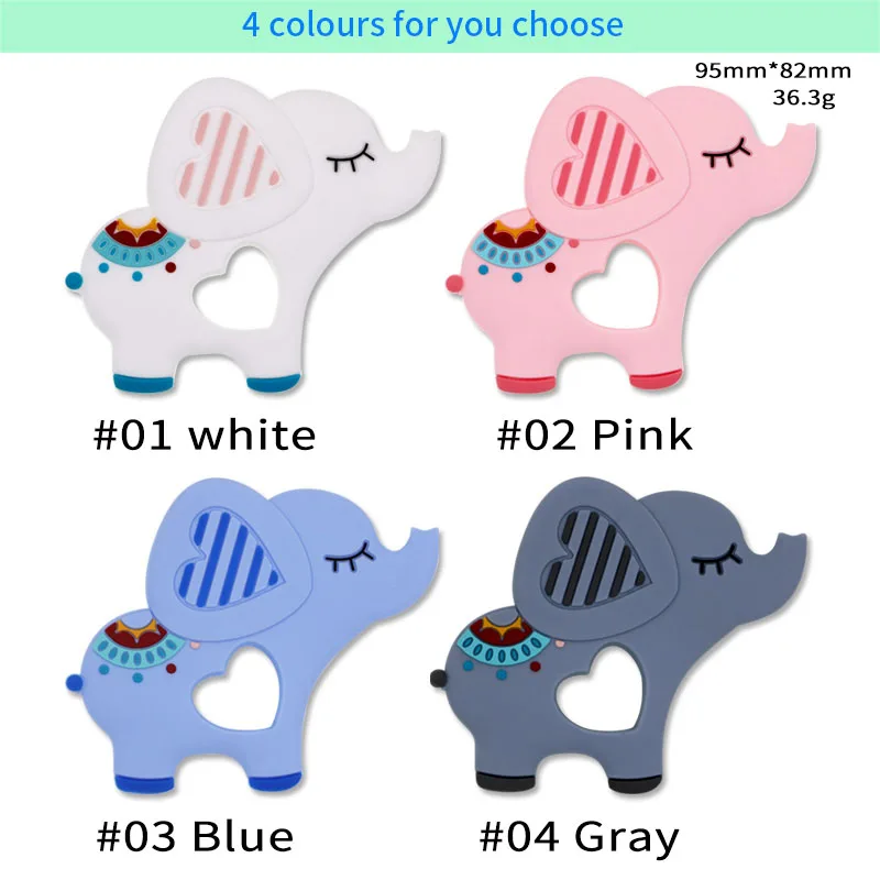 Kovict-mordedor de silicona de elefante para beb&eacute;, 1 unidad, sin BPA, colgantes de silicona de grado alimenticio, accesorios de cadena para chupete, juguetes molares para beb&eacute;-2