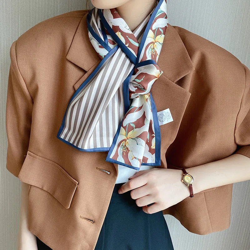 

2021 Fashion Neck Scarf For Women Shawl Silk Satin Hair Scarfs Female long Headband Bandana Scarves Ladies Handkerchief New