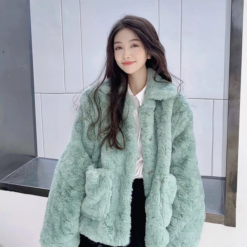 Новая Корейская версия, свободное меховое пальто из искусственной овечьей шерсти с леопардовым принтом, женская зимняя плюшевая куртка, же... от AliExpress WW