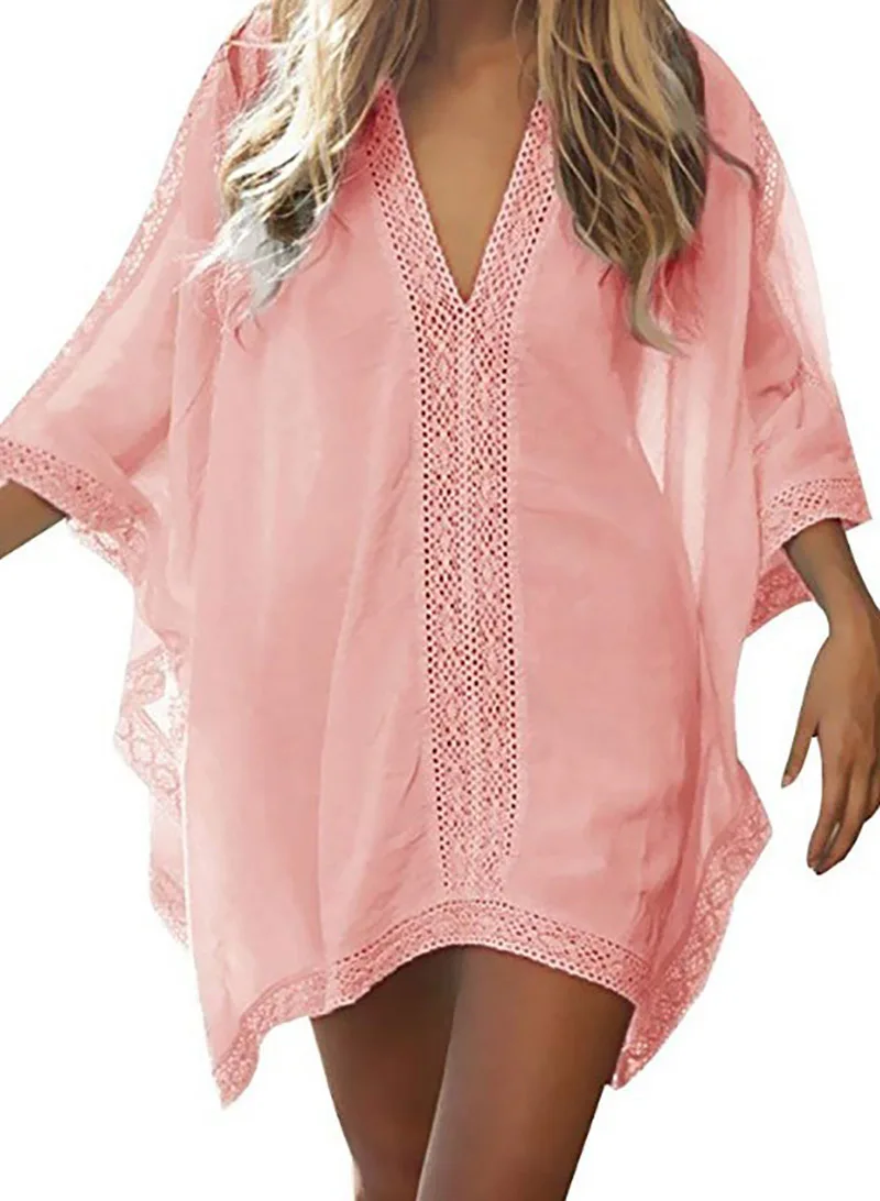 Style 5-pink Пляжное богемное платье, накидка размера плюс, бикини, накидка, саронг, купальник для женщин, белые, черные, кружевные туники, купальники - Цвет: Style 5-pink
