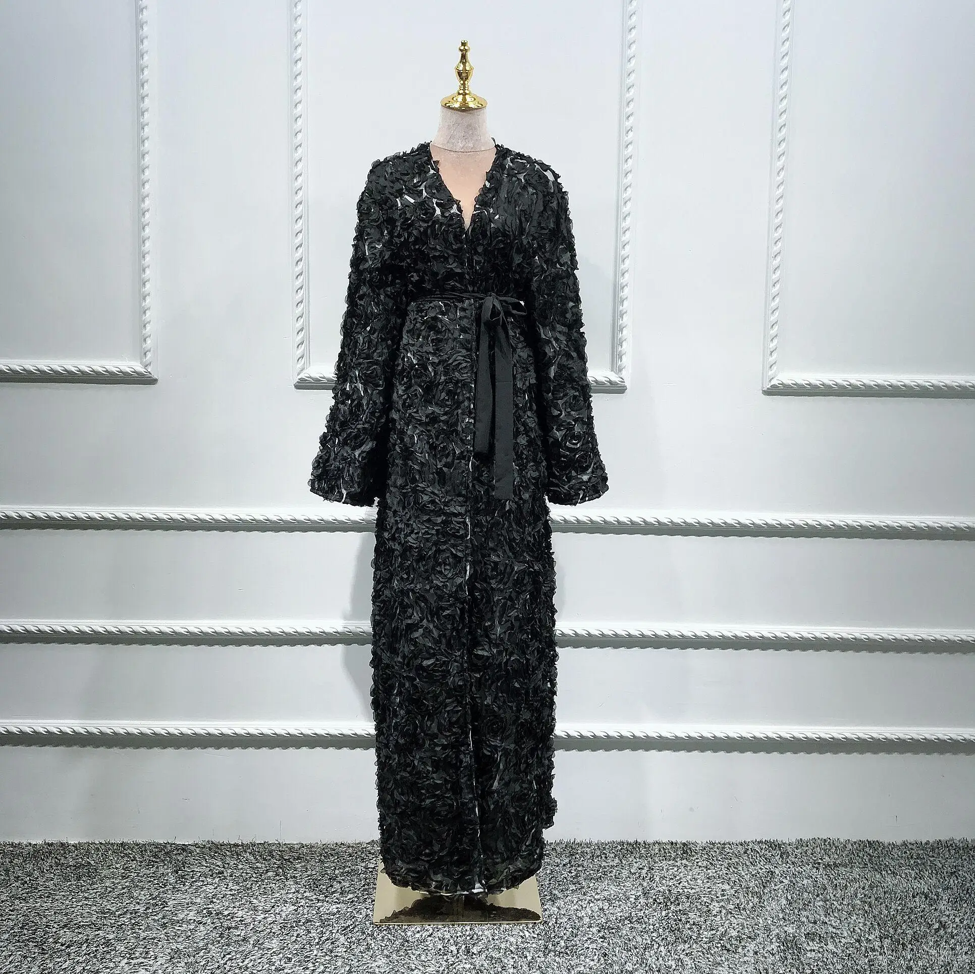 Кружевной Цветок abaya Дубай открытый халат-кимоно кардиган мусульманские женщины