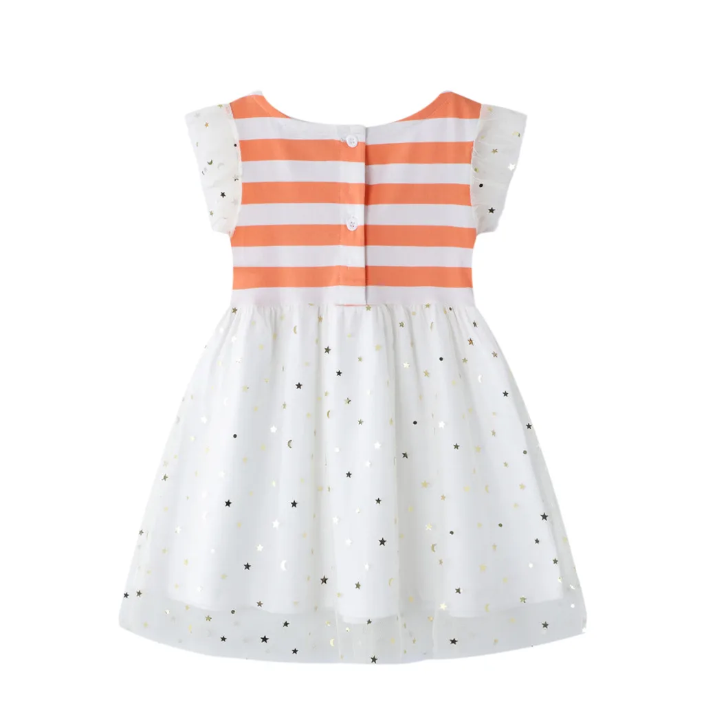 Платье для девочек платье принцессы из тюля в полоску с рукавами-крылышками и