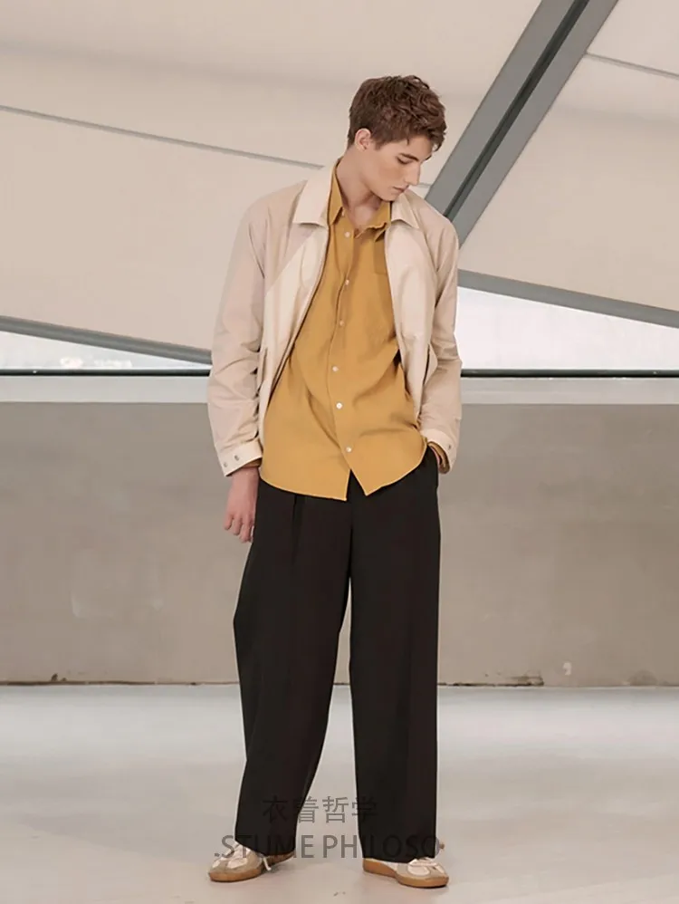 Мужские повседневные брюки Капри Брюки расклешенные Широкие свободные темные |