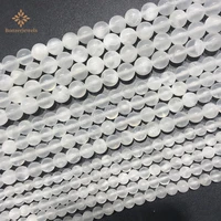 natural white calcite selenite luster loose round stone beads for jewelry making diy bracelet 6 8 10mm 15 accessories
