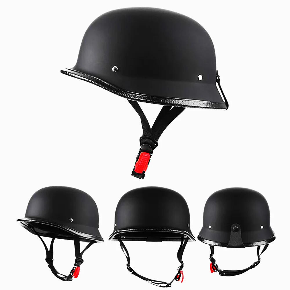 Унисекс Ретро мотоциклетные шлемы матовые черные немецкие полулицевые Chopper Cruiser