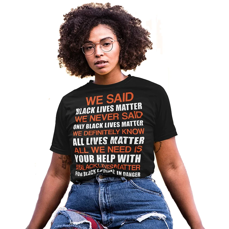 

Футболка унисекс из размера плюс хлопка, с коротким рукавом и надписью Black Lives Matter, 2020