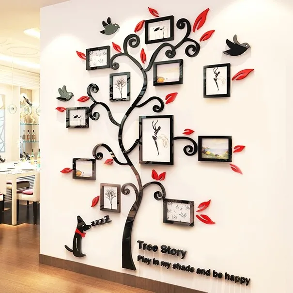 Акриловая 3D фоторамка дерево украшение комнаты Съемная DIY Искусство Декор стены