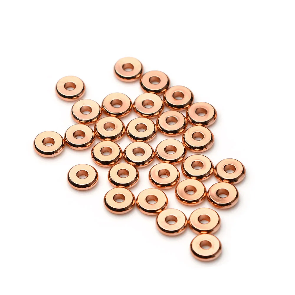 

4mm 6mm 8mm copper bead spacer DIY jewelry bracelet spacer bead accessories flat copper plated jewelry